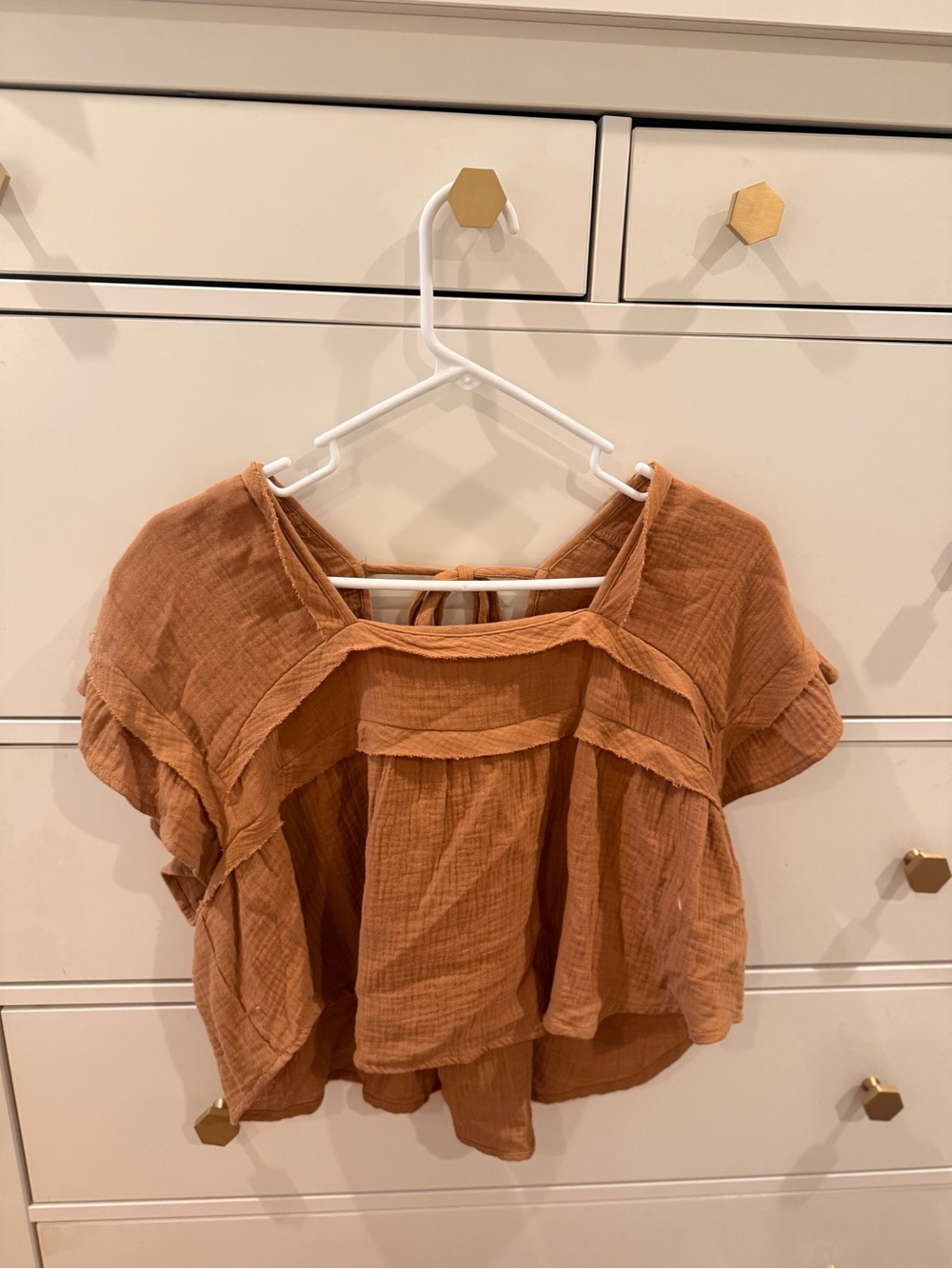 Women's Ruffle Tiered Gauze Top - Rust